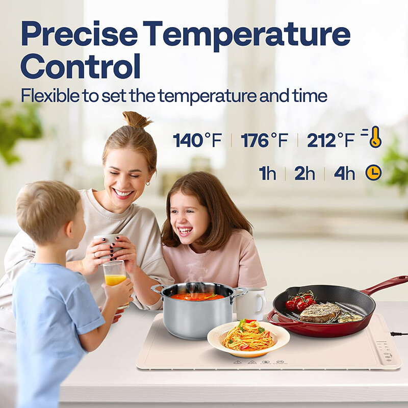 Electric Warming Tray Rollable Buffet Food Warming Mat with 3 Temp Control Timer
