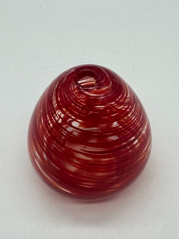 Handblown Red Striped Gum Drop Vase 4"
