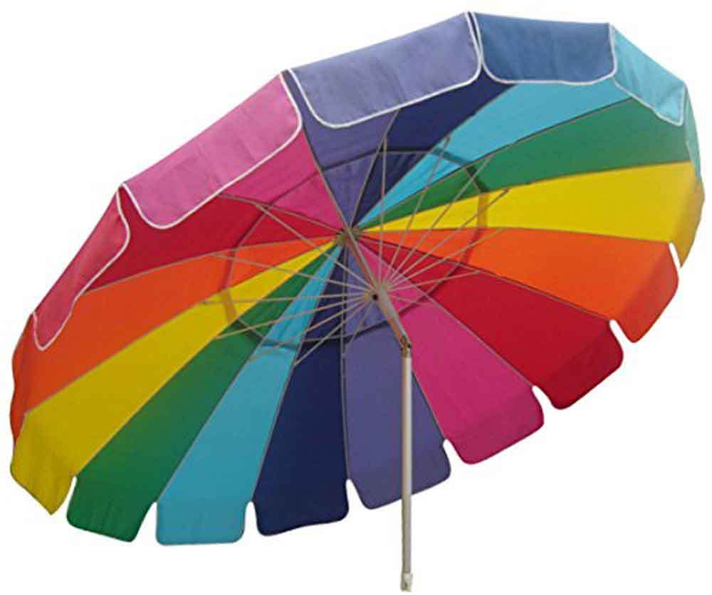 Beach Umbrella with Sand Anchor Auger Rainbow Color 8ft foot Patio Sun Shade