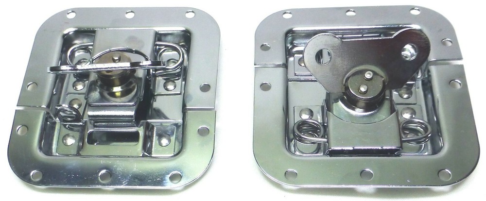 (2) Two Chrome - Plated Medium Butterfly Latches (Split Dish) For ATA Road Cases