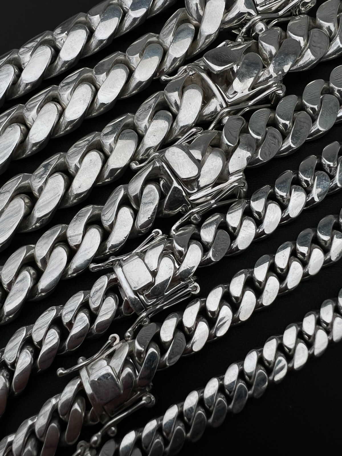 Real Handmade Tight Link Miami Cuban Chain Bracelet or Necklace in 999 Silver