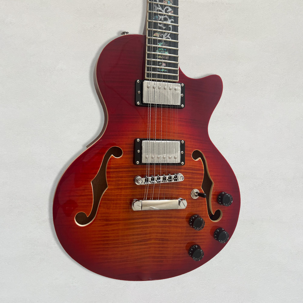 LP 12 String Electric Guitar Kit Flame Maple Top