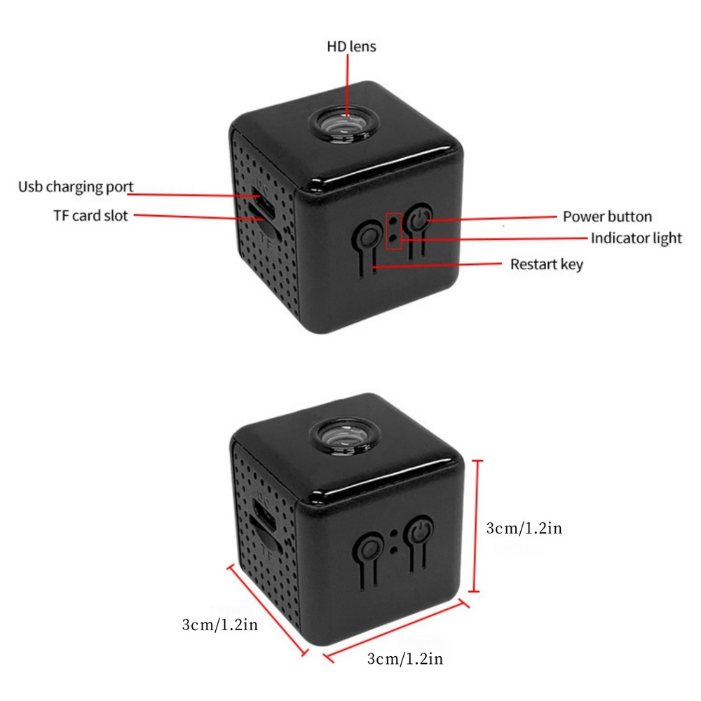 WiFi Mini Camera w/Ceiling Mount 2.4GHz iOS Android Motion Alert Night Vision