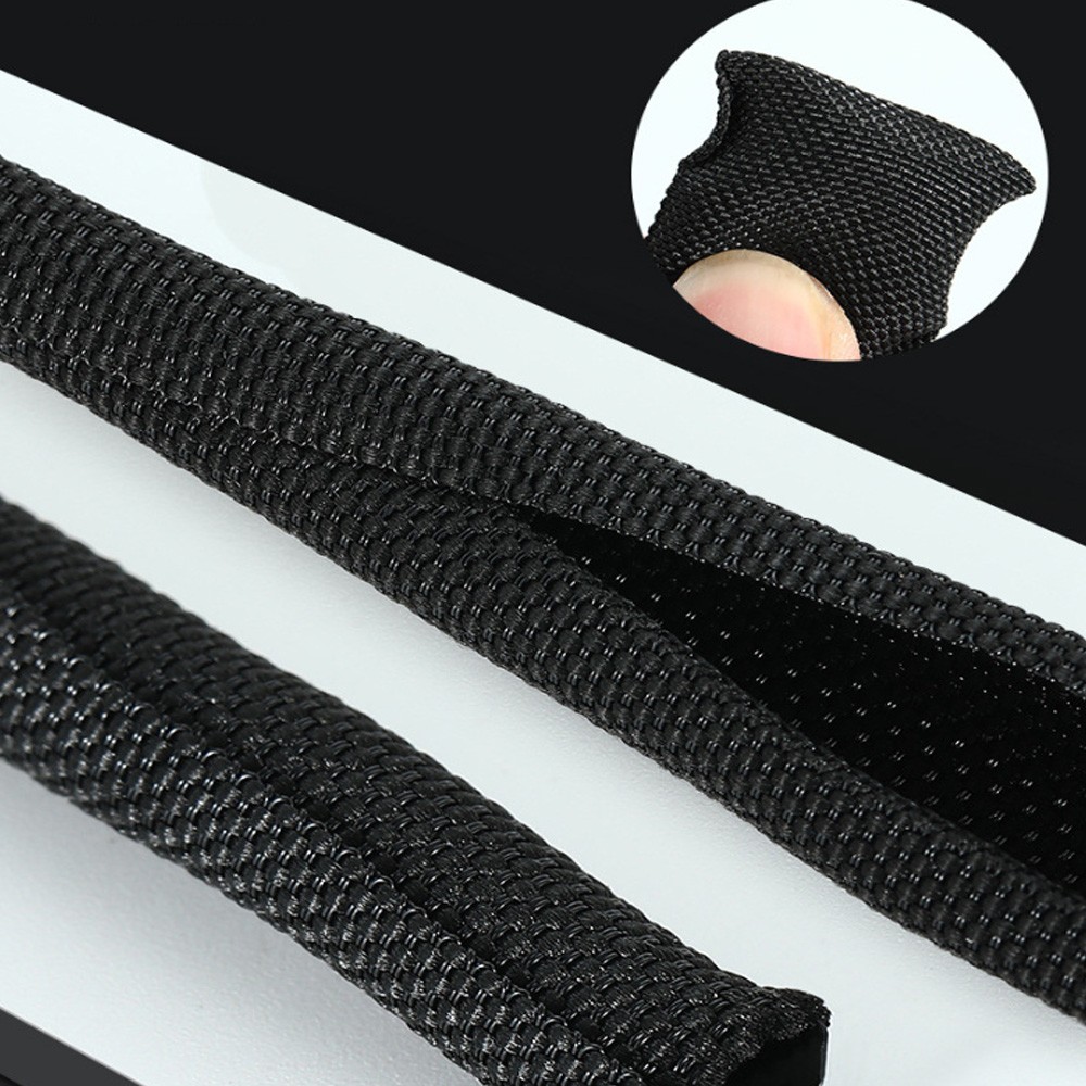 Black Split Wire Loom Braided Cable Sleeve Wires Harness Wrap Cord Protect US