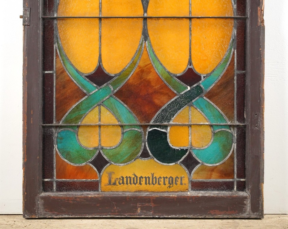 1900s Rectangular Leaded Stained Glass Church Window - R290394