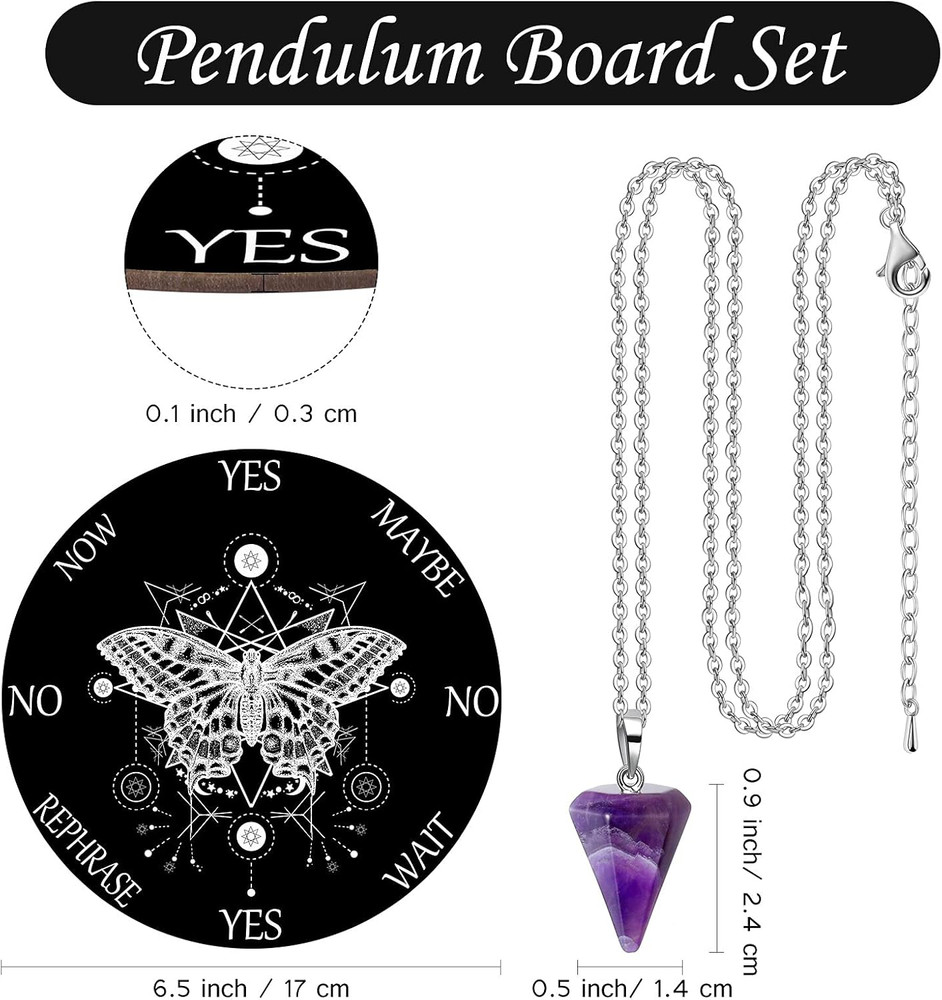 Pendulum Board Set Wooden Dowsing Divination Board Metaphysical Message with ...