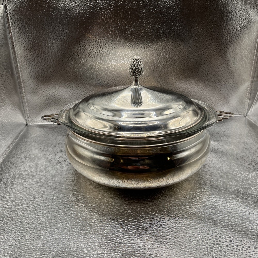 Vintage Reed & Barton Silver-Plated Covered Casserole with Pyrex Insert