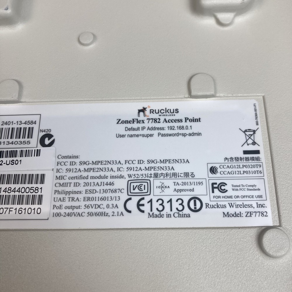 Ruckus ZoneFlex 7782 Access Point 901-7782-US01 Wireless -Open Box
