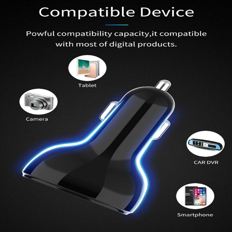 3 Port USB Car Fast Charging Safe Adapter for Phone Android iOS Type-C Charger