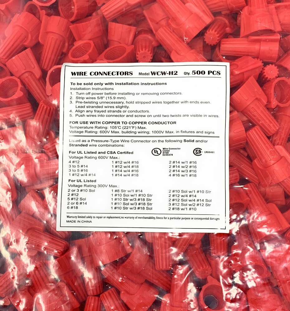 Red Wing Wire Connectors UL- 500 PACK