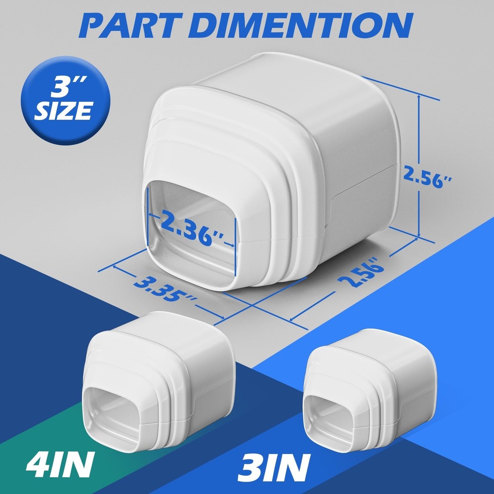3" Width Duct End, Mini Split Line Cover Accessories for Mini Split Air Condi...
