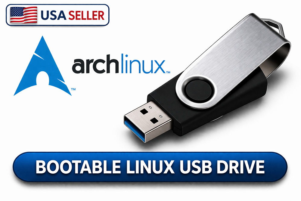 Arch Linux Bootable USB Live Installer 64bit UEFI Legacy PC Intel Mac FAST SHIP