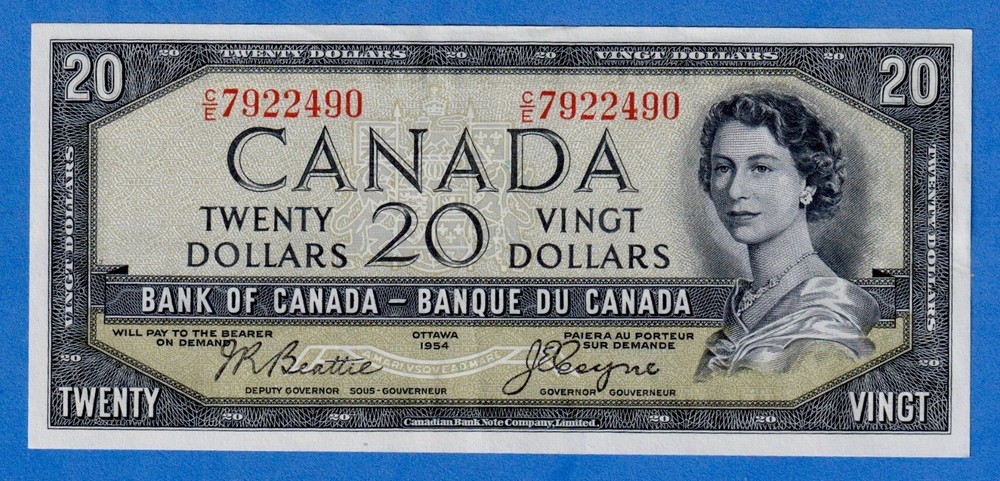 CANADA $20 1954 BC-33b / P-70b Circ. Note EF+ DEVIL'S FACE 👿  C/E 7922490