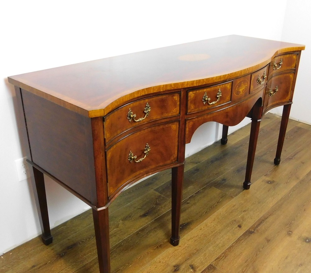 72" Lloyd Buxton Mahogany Serpentine Front Sideboard/Buffet Cabinet