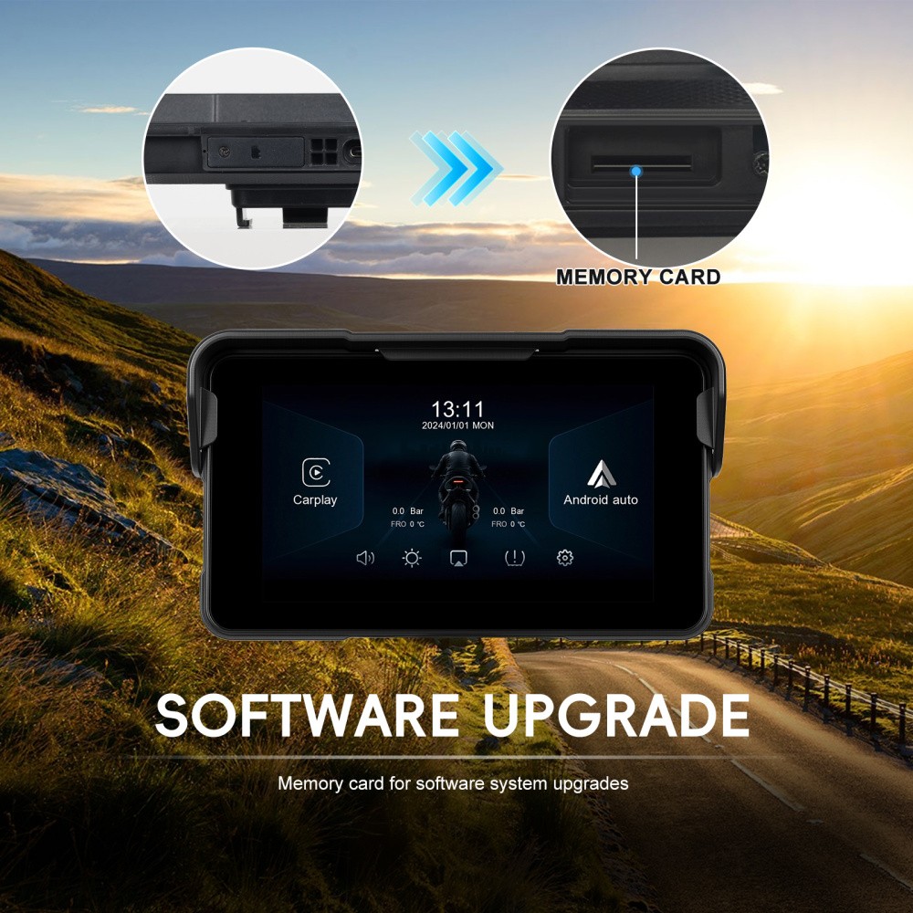 5" Motorcycle Portable Wireless Apple Carplay Android Auto Waterproof Car Stereo