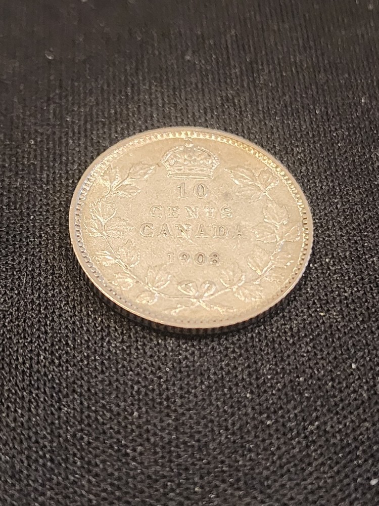 1908 Canada 10 Cents Silver Coin
