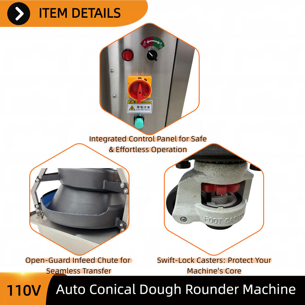 Automatic Conical Dough Rounding Ball Machine 110V 50-950g for Bread Dough