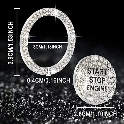 Bling Car Engine Start Button Cover Diamond Crystal Push Start Ring White