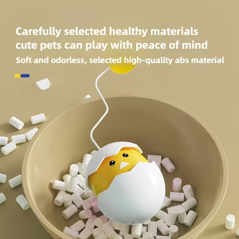 Interactive Cat Toy, Egg Shaker Design with Tumbling Motion