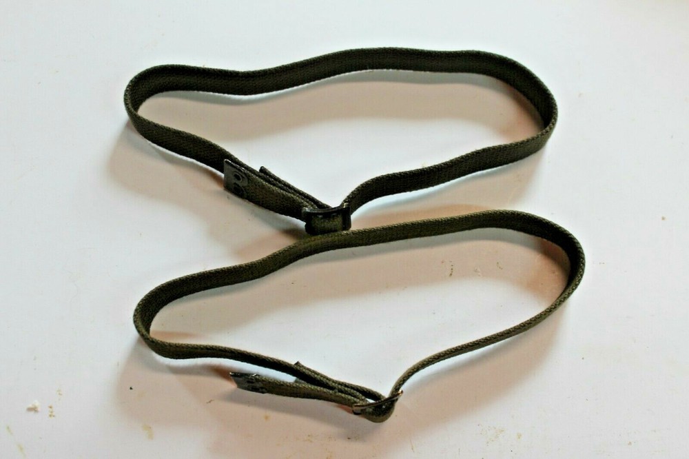 2 Canvas Wool Blanket straps, Back pack, Sleeping Pad, bed roll Army #Y10