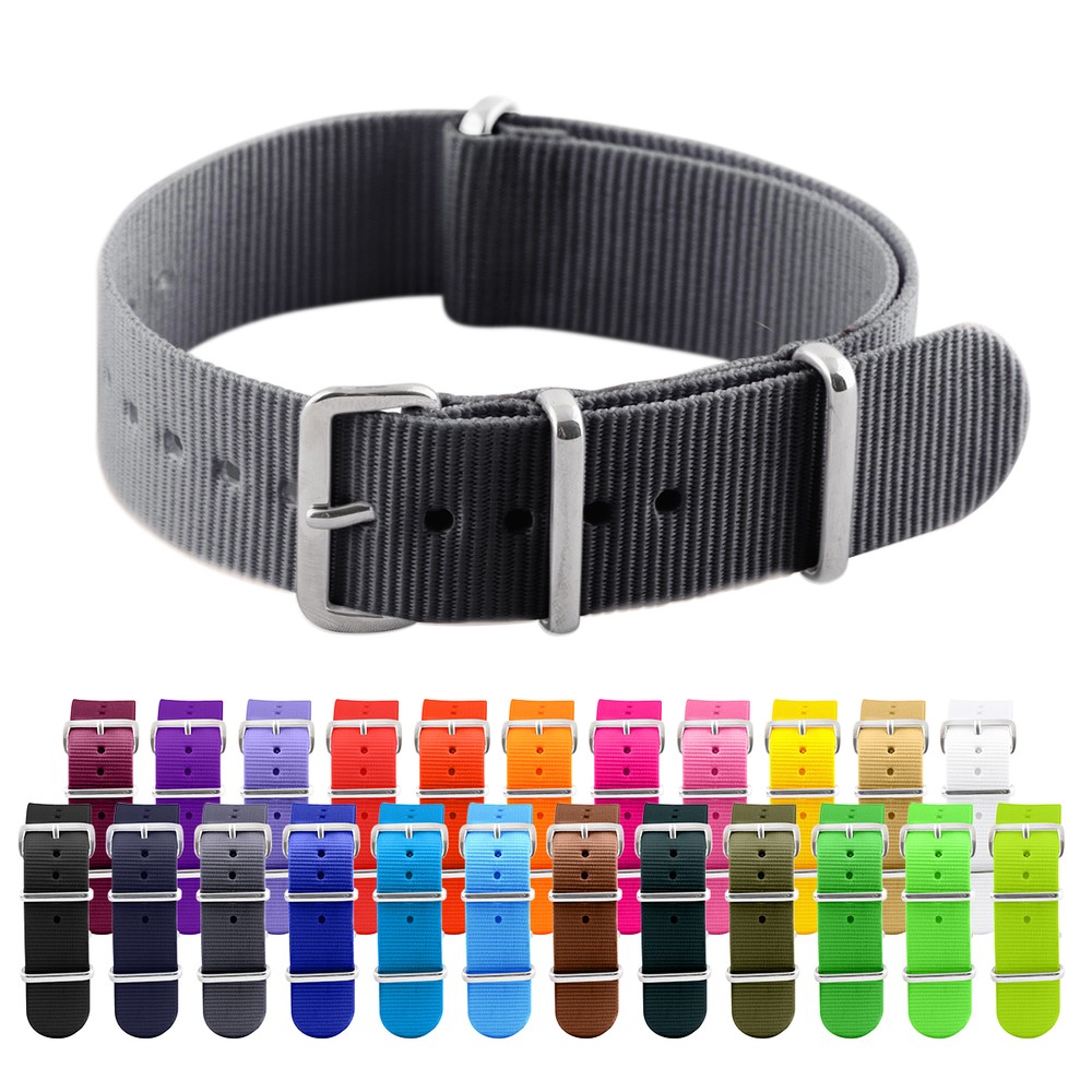 Ballistic Nylon SS Military Solid Replacement Watch Strap / Band