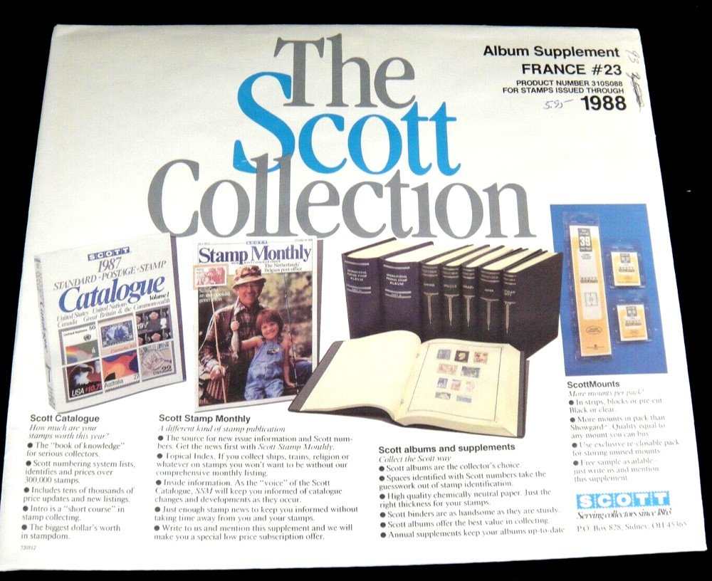 Scott 1988 France Specialty Stamp Album Supplement #23 Item 310S088 NOS