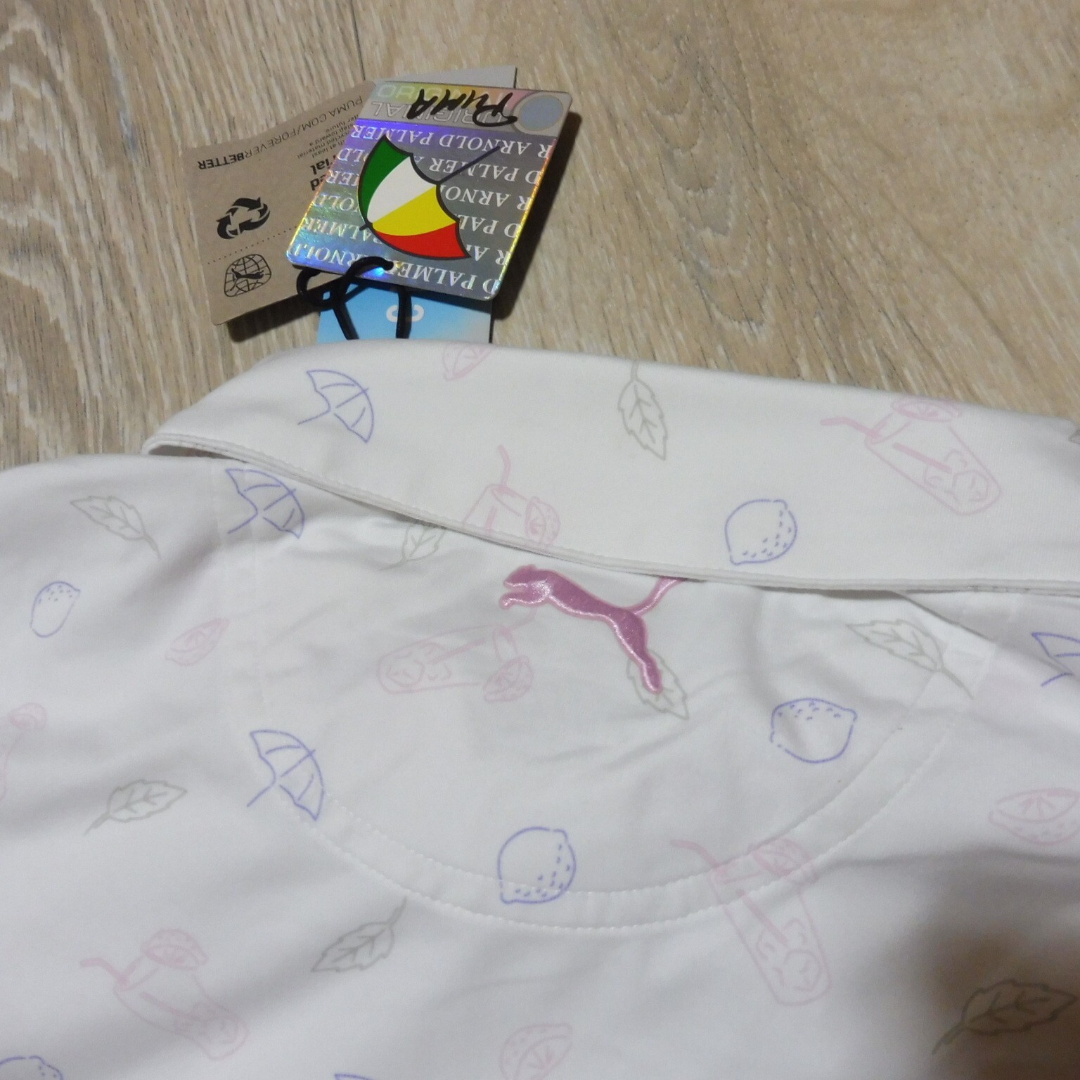 PUMA ARNOLD PALMER Mens XL CONTENDER POLO SHIRT WHITE LAVENDER CLOUDSPUN AP