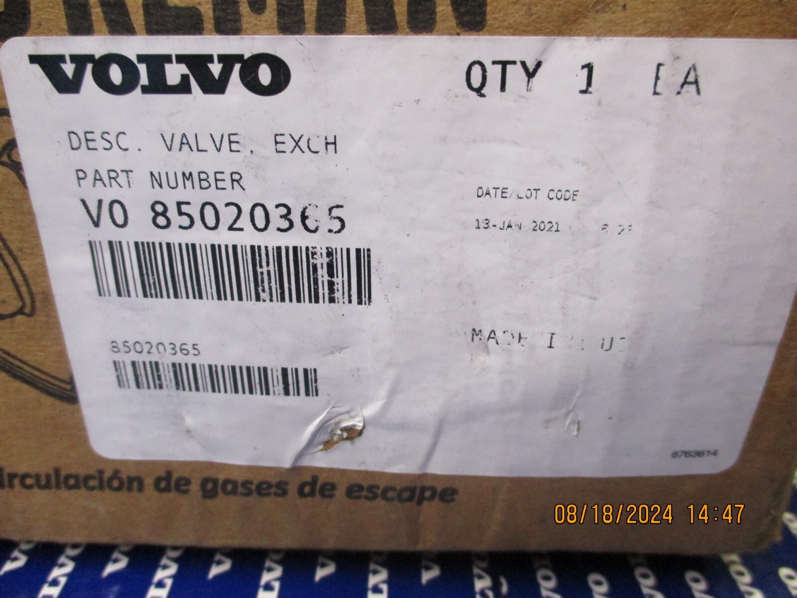 Genuine OEM Volvo D13 EGR Valve 85020365