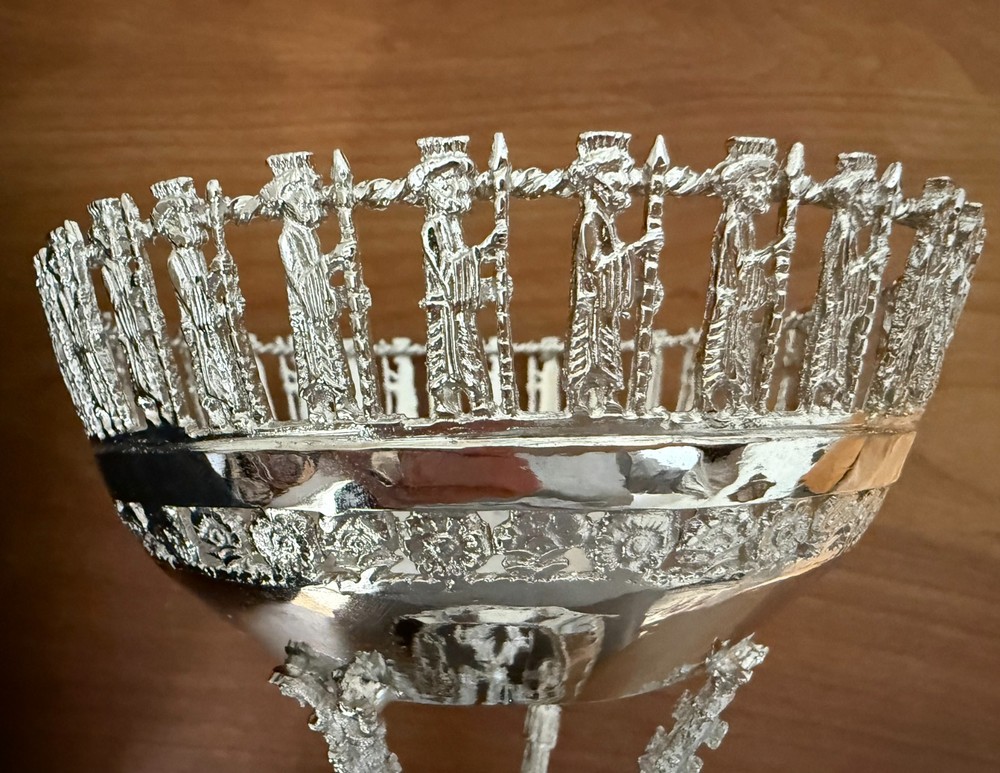 Large Middle Eatern 900 Silver Footed Bowl Marked 672 gr
