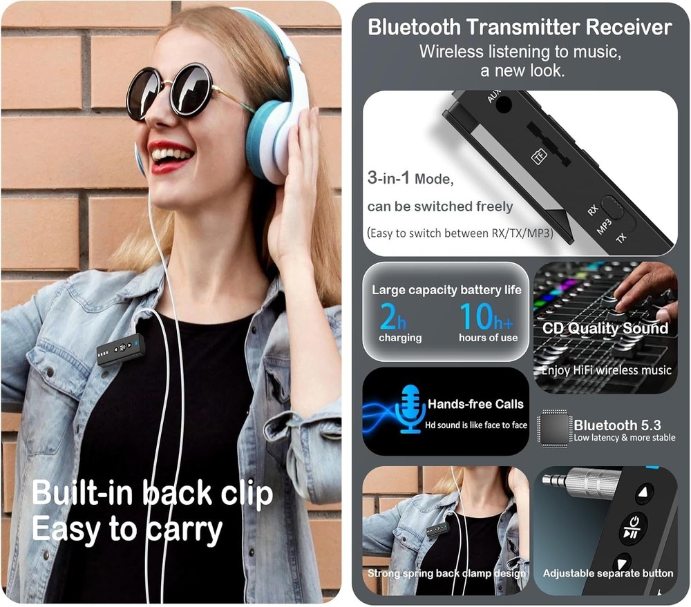 Lightweight Bluetooth 5.4 Transmitter & Receiver - Audio Streaming Made Simple