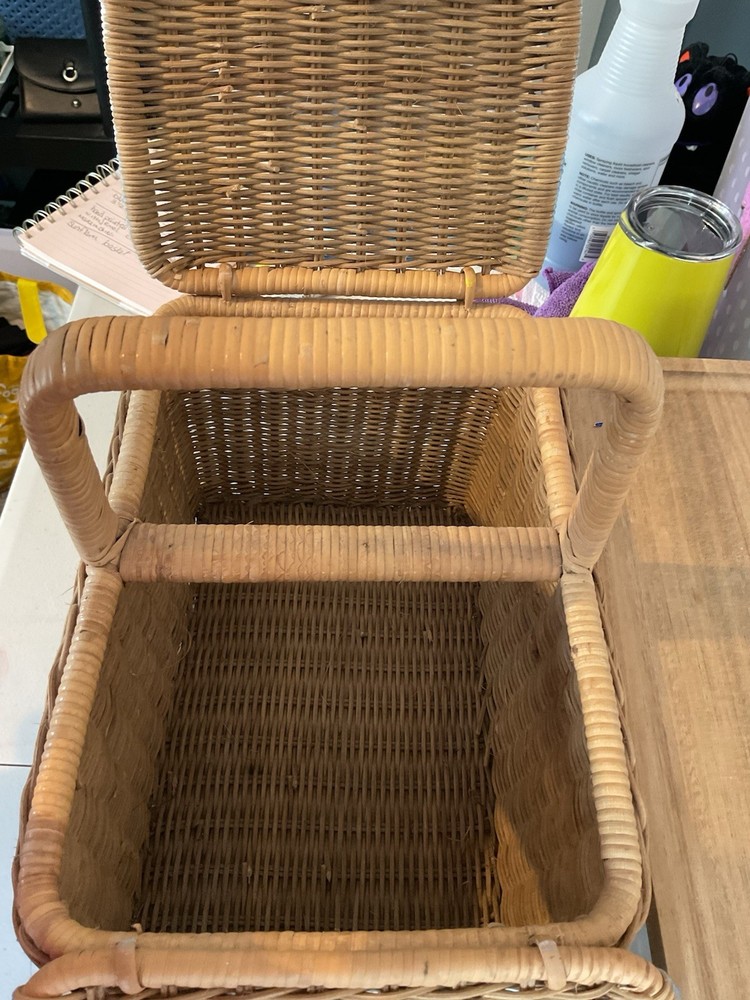 Sewing Basket Double Lid Sunflowers. Signed