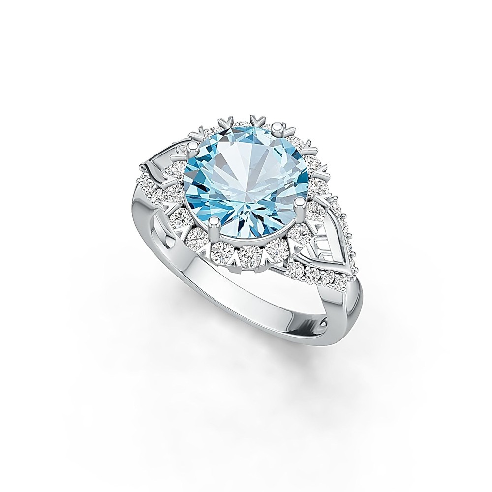 Sterling Silver Semi Mount Ring Setting Round RD 10x10mm Halo Split Shank