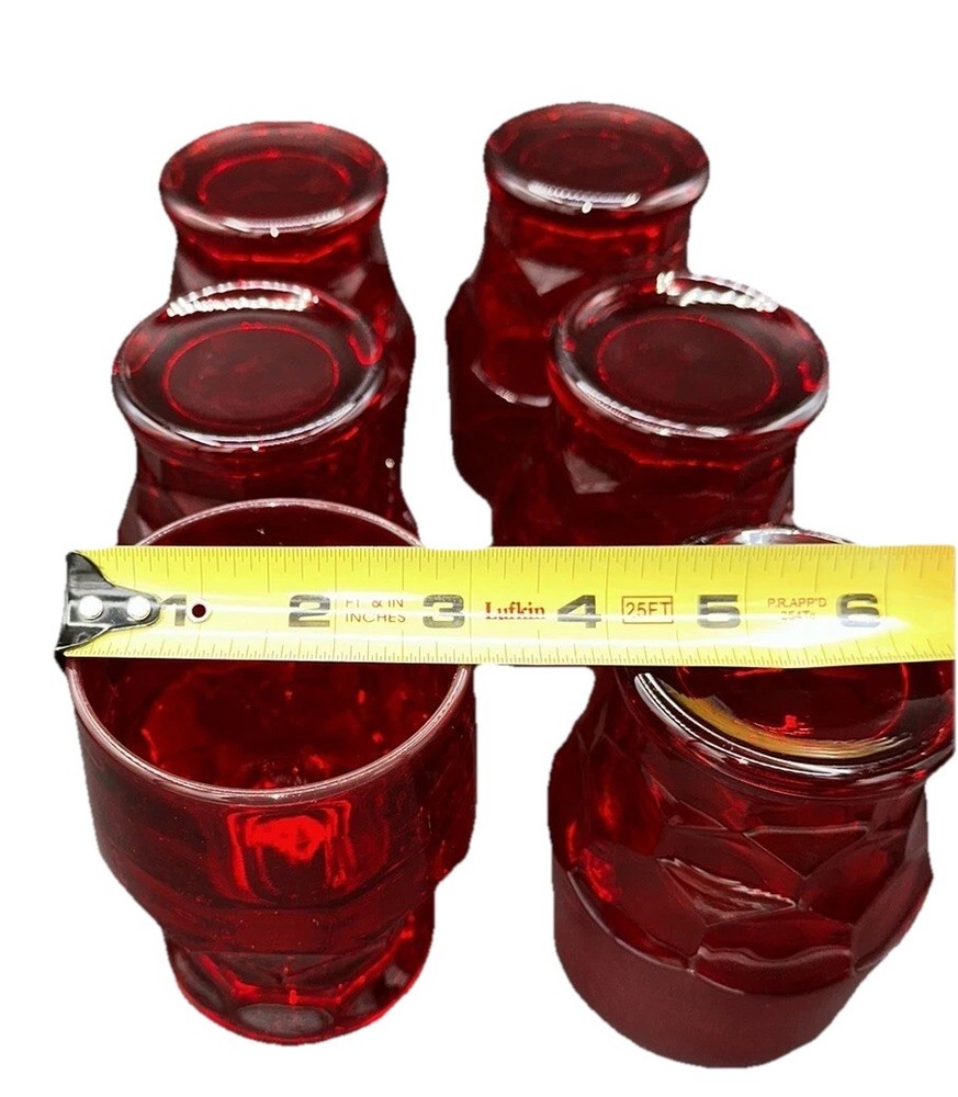 Vintage Glasses Honey Comb Pattern by Viking (6) Ruby Red