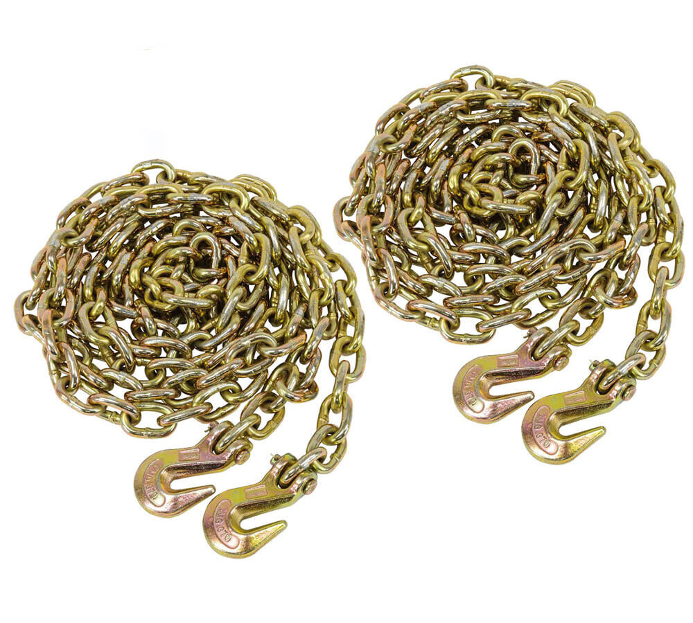 (2 Pack) 3/8"x16' Grade 70 Transport Chain MADE IN USA! With G70 Grab hooks