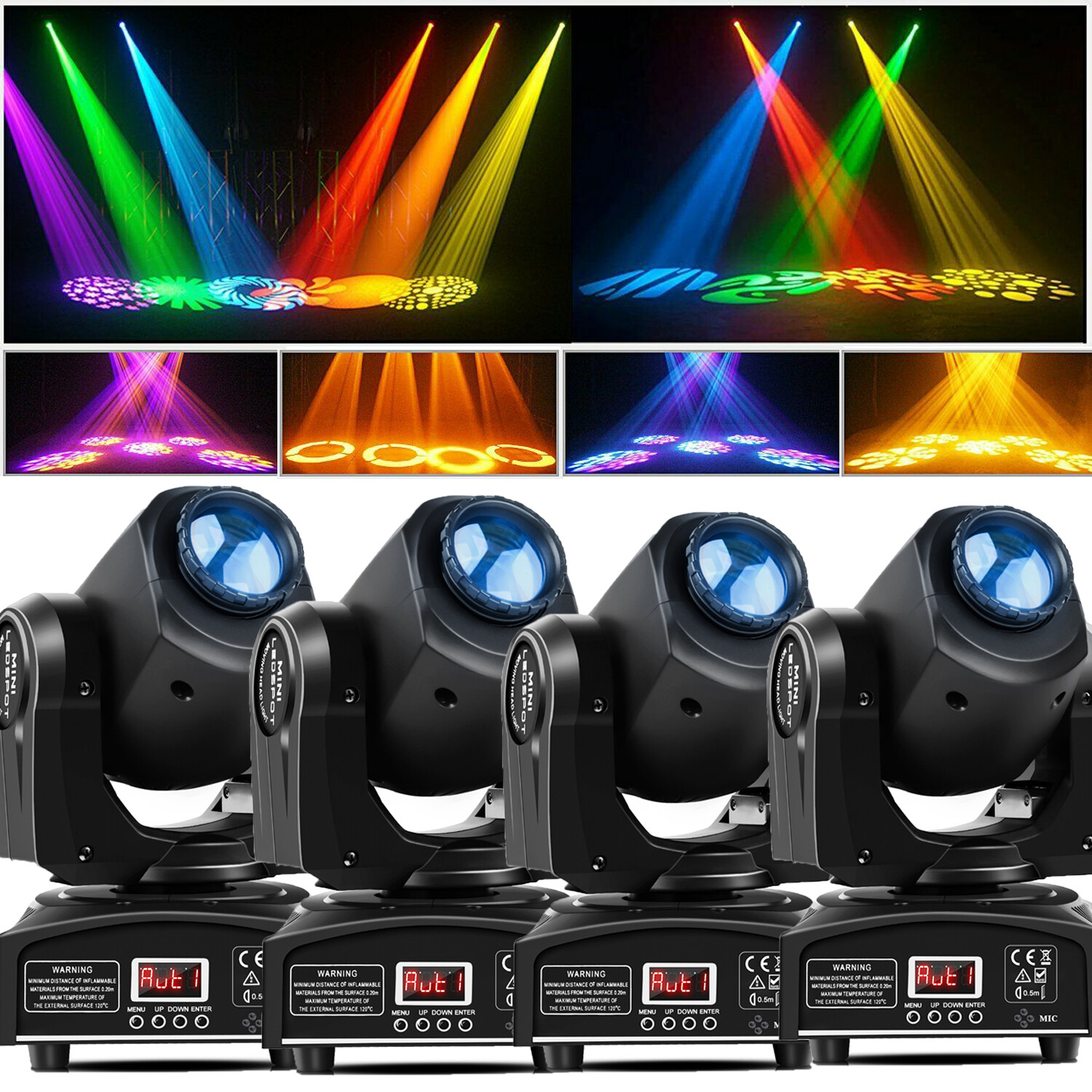 4PCS 120W LED Moving Head Stage Light RGBW Gobo Beam Spot Lighting DJ Disco DMX