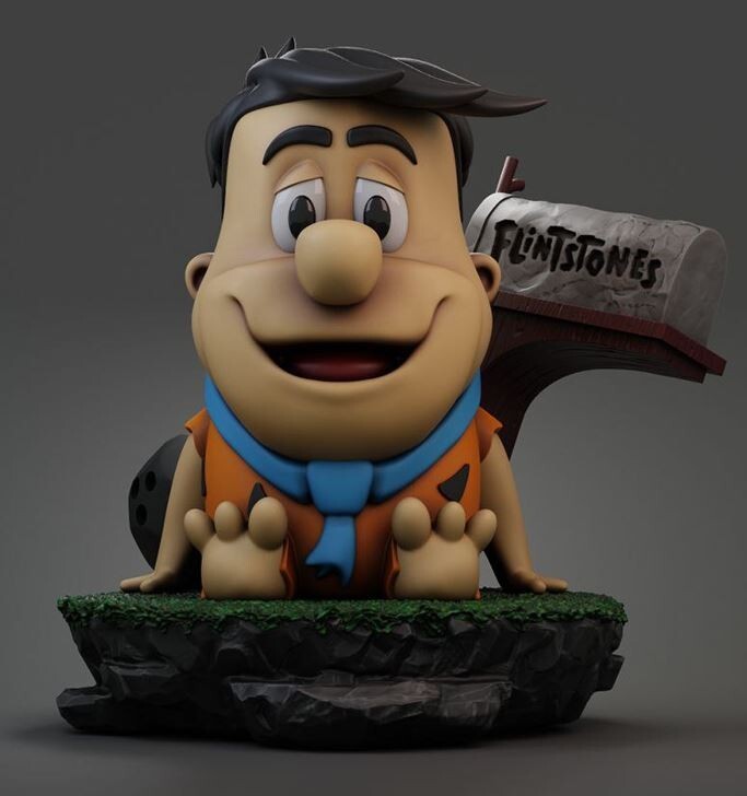 UNPAINTED Fred Flintstone Diorama 3d Printed Model Kit