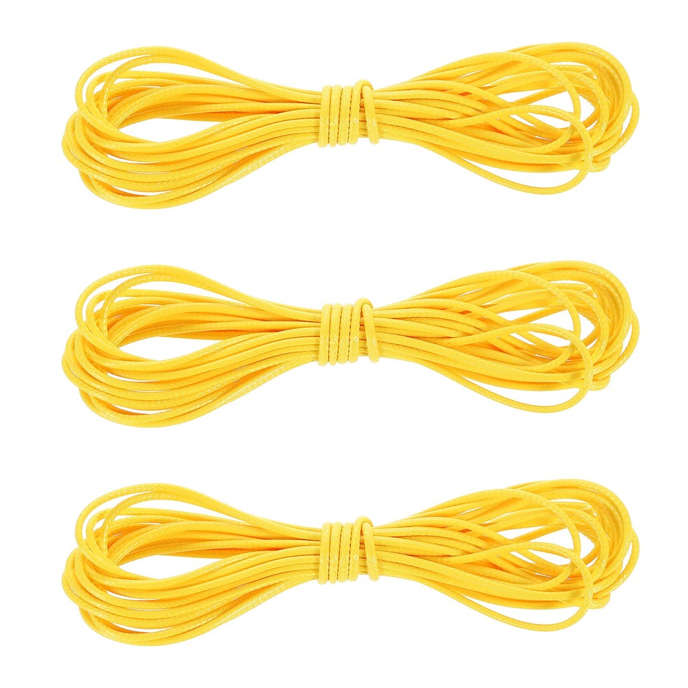 3Pcs Waxed Polyester Cord, 5.5 Yard 2mm Wax Bead Thread String, Yellow