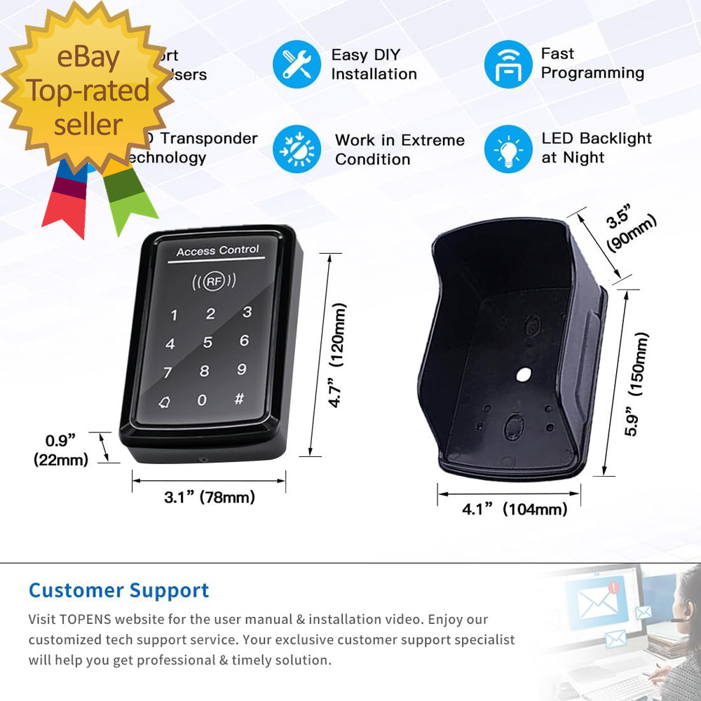 TC175P Touch Panel Wired Keypad, Universal Keyless Entry Keypad DC 12V 24V for t