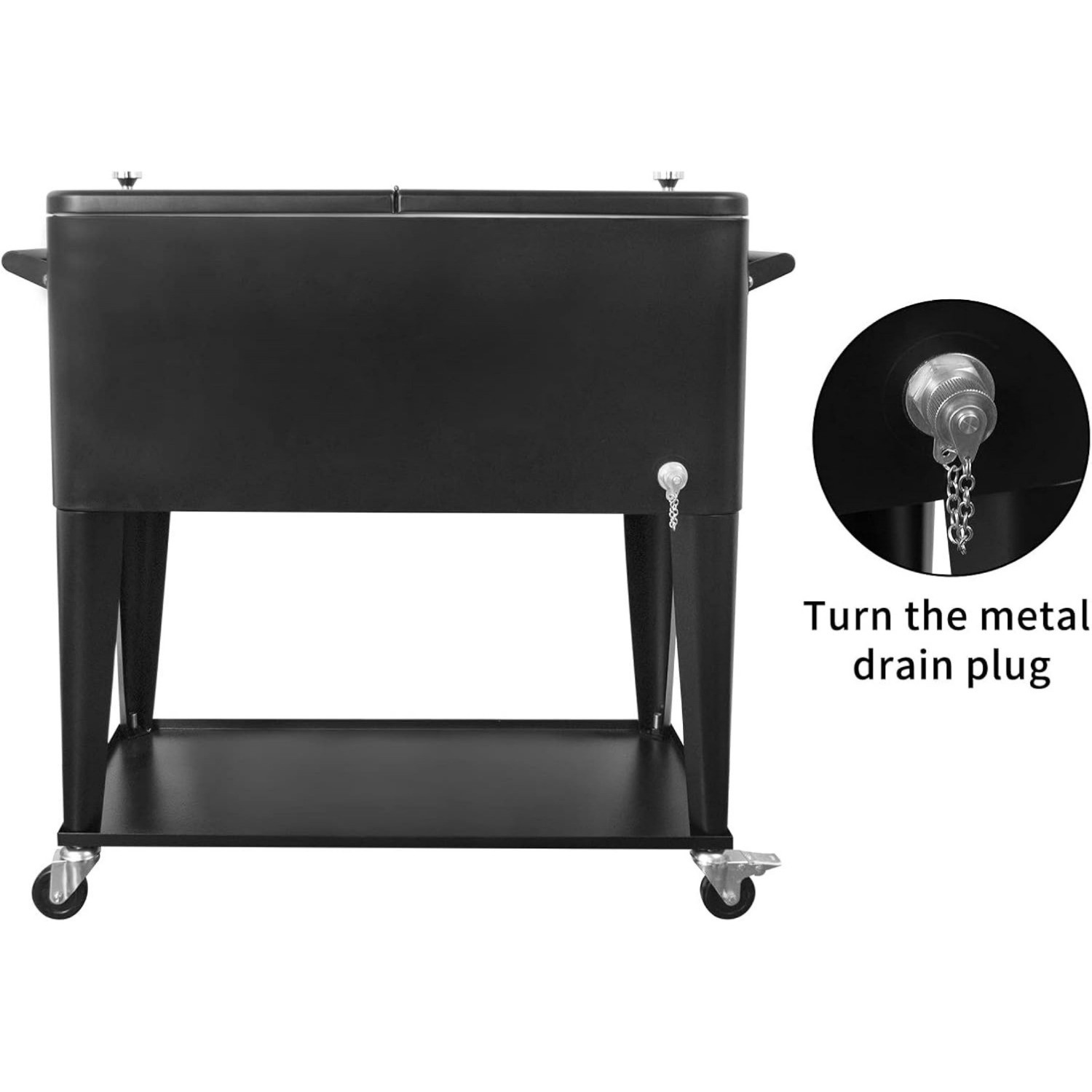 Nattork Portable Rolling Cooler Cart 80 Quart Ice Chest Trolley Outdoor Beverage