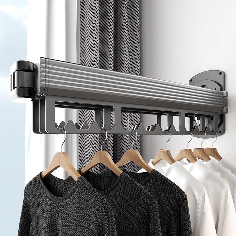 Wall Mounted Laundry Drying Rack Clothes Hanger Space Saver Foldable