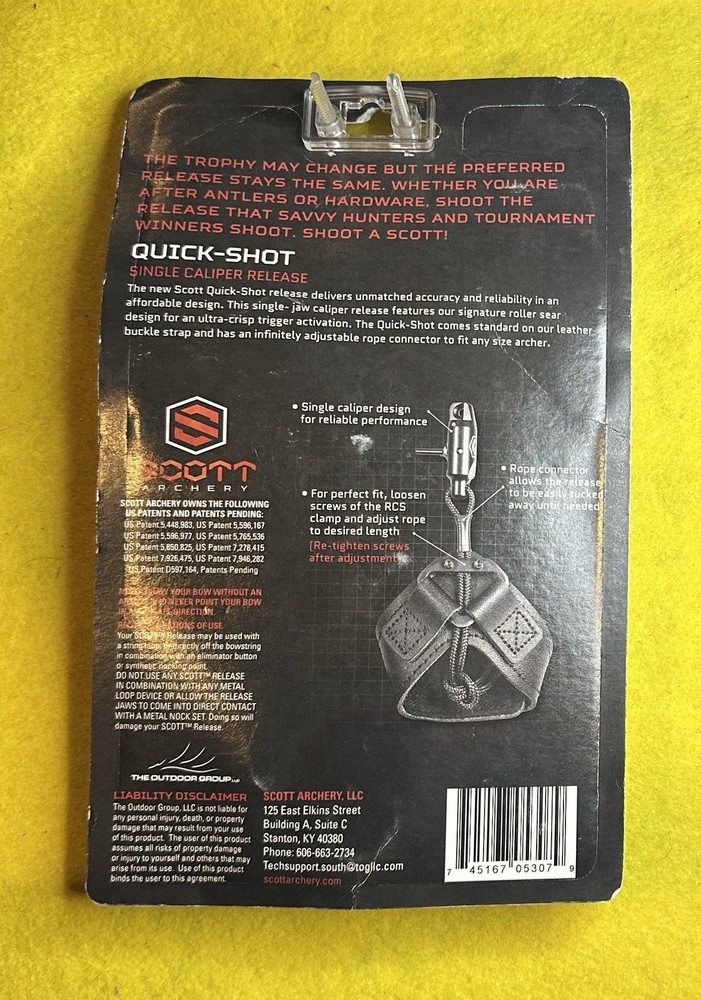 Scott Archery Quick-Shot Single-Jaw Caliper Trigger Release