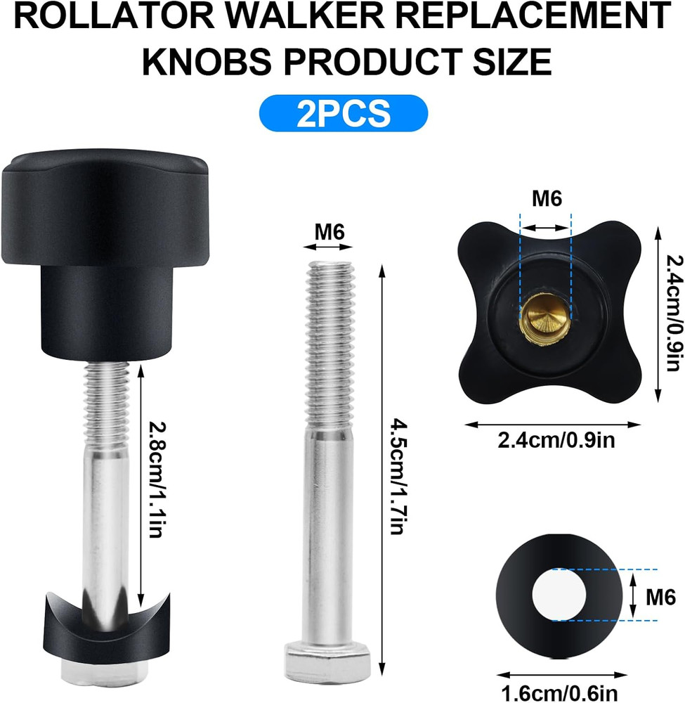 Rollator Walker Replacement Knob 2 PCS Replacement Arm Adjustment Knobs for Roll