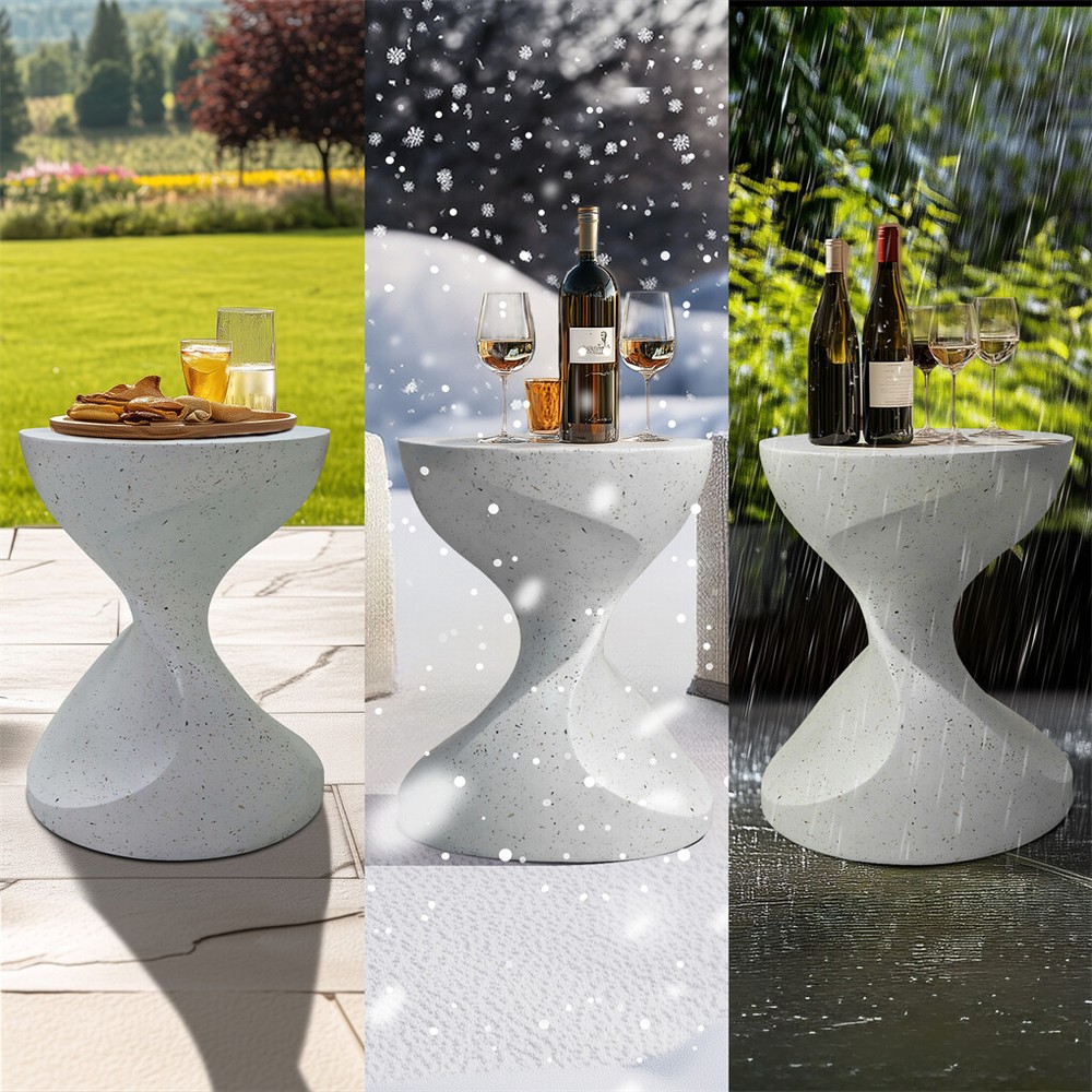 Hourglass Shaped Lightweight Concrete Sofa Side Table Bedside Table Nightstand