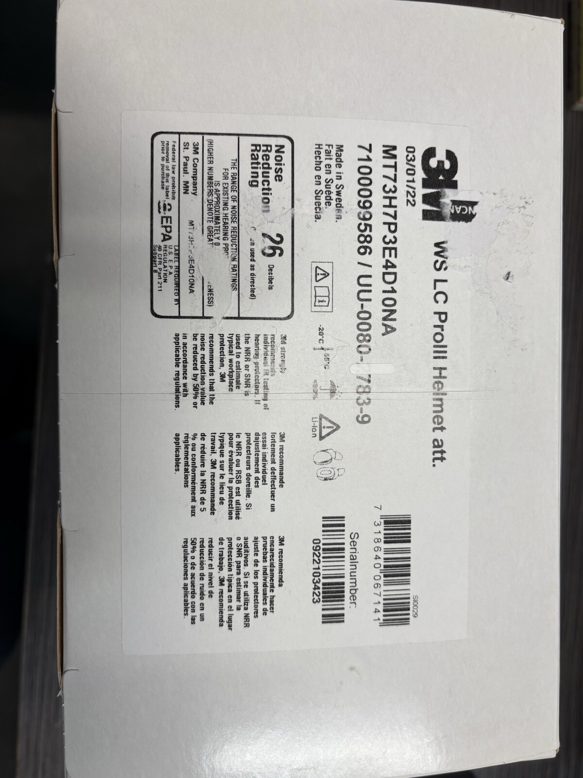 7100099586 3M PELTOR™ WS™ LiteCom PRO III MT73H7P3E4D10NA Hard Hat Headset