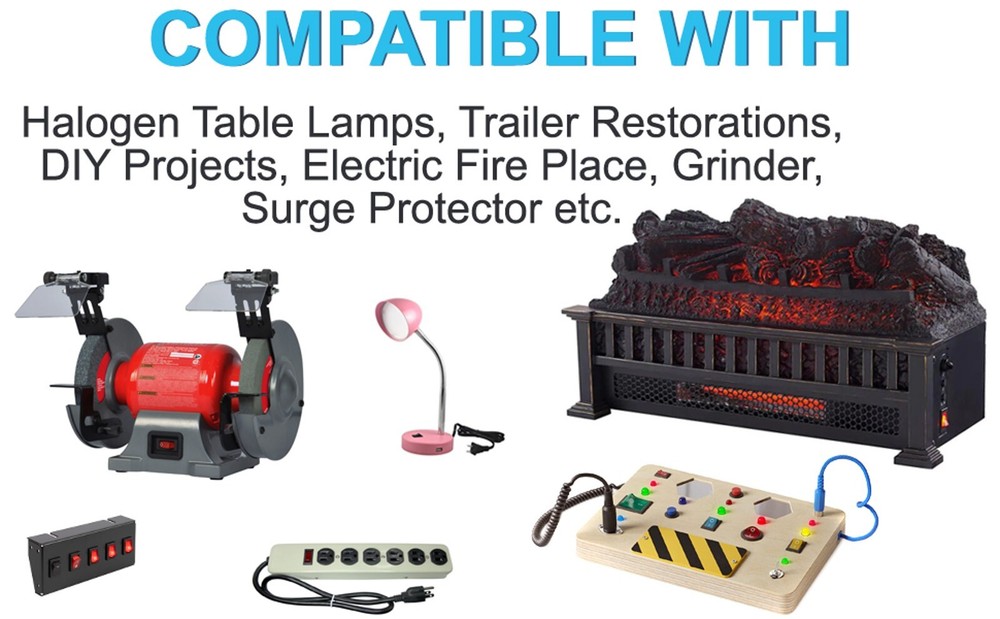 3-Pack Red Lighted Rocker Switch Black Function ON OFF 3 Prong 15A for Neon Lamp