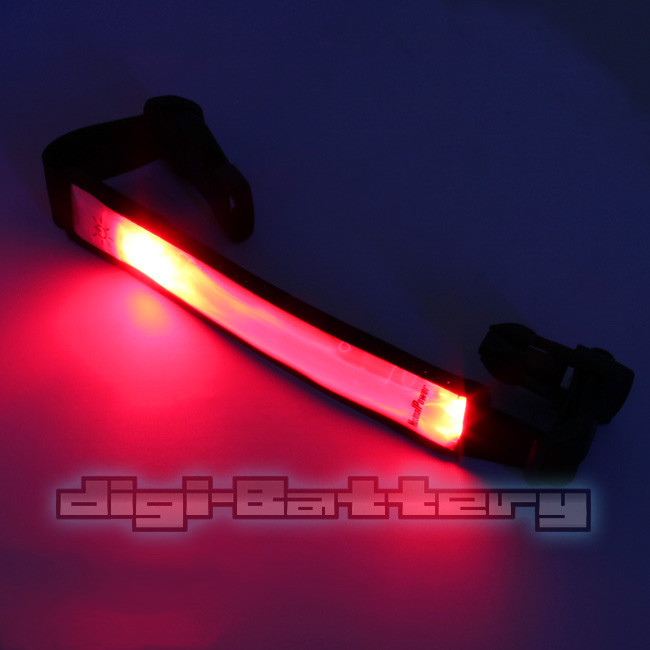 MaximalPower Red LED Light Reflective White ARM/LEG BAND Running Jogging Walking