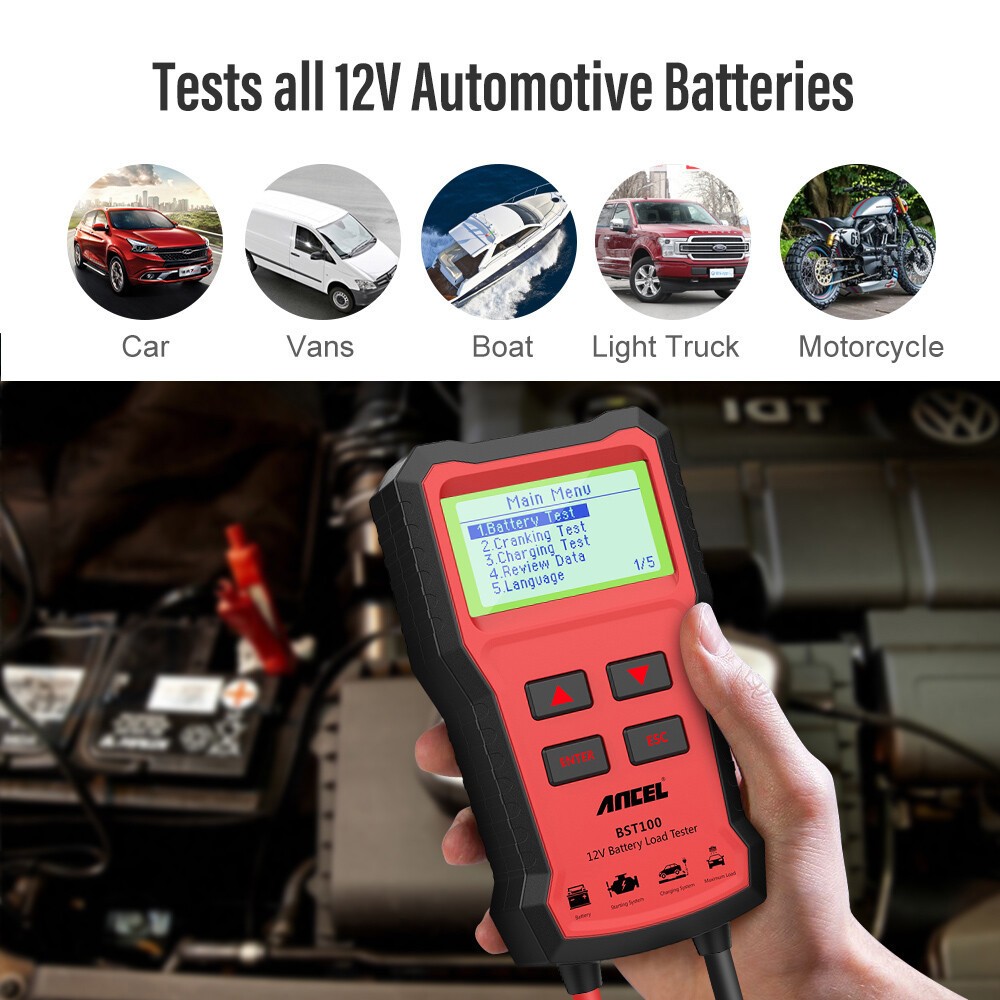 ANCEL BST100 12V Auto Battery Load Tester Analyzer Cranking Charging Test Tool