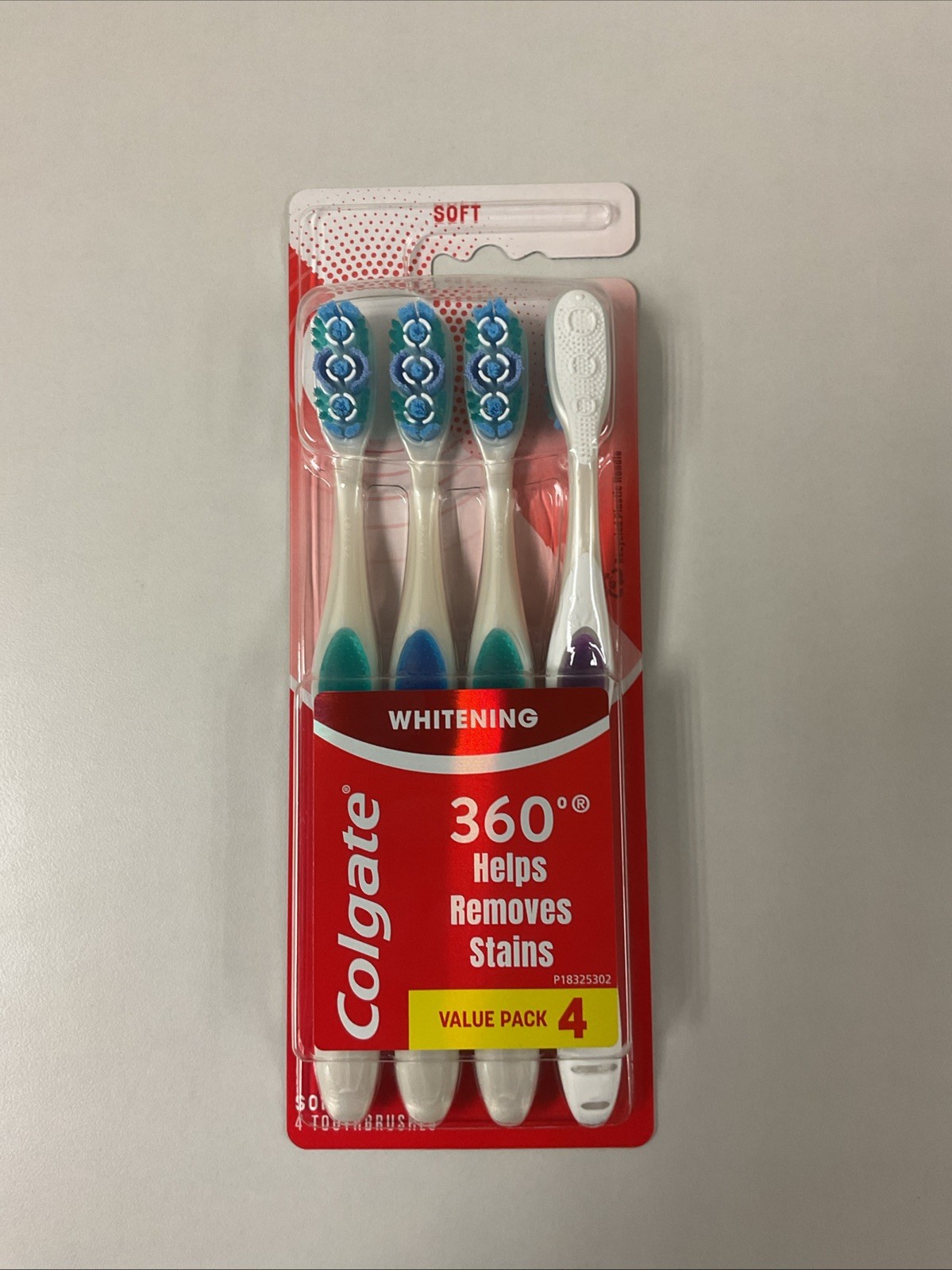 Colgate 360 Optic White Soft Toothbrush 4 Pack Whitening Action, B67-65