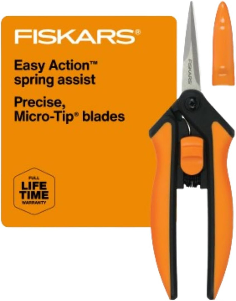 Micro-Tip Pruning Snips - 6" Garden Shears with Sheath and Comfort Grip - Sharp