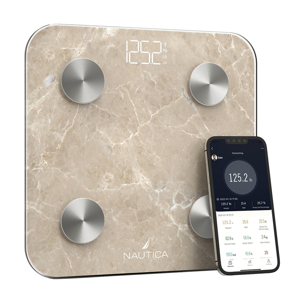 396-Lb Capacity Digital Bathroom Scale, Bluetooth, LED Display, BMI